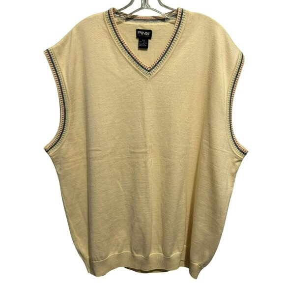 PING Collection Other - PING Collection Mens Yellow Pima Cotton V-Neck Golf Vest Sz XXL Classic & Preppy